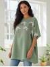 Stitched Flower Design Fashion Flowy Top